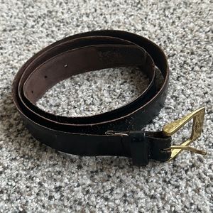 Vintage Foot Joy Black Belt 36 Gold Buckle